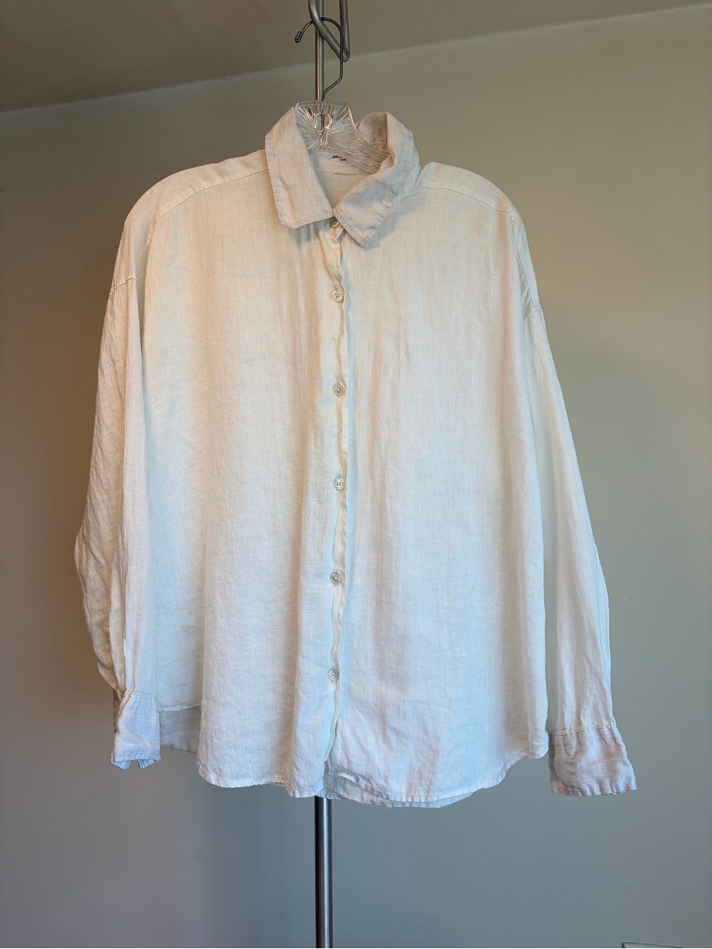 Relaxed White Button-Down Linen Shirt